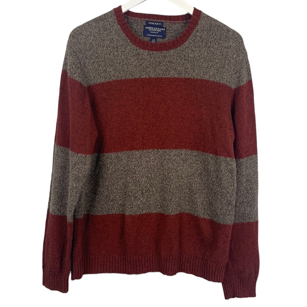 American Eagle Vintage Slim Fit Cotton Wool Stripe Crew Neck Sweater Large
